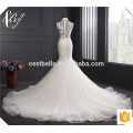 Sexy Mermaid Wedding Gown with Big Long Train Vestido De Novia Vintage Floral White Beach Wedding Dress Bridal Gown